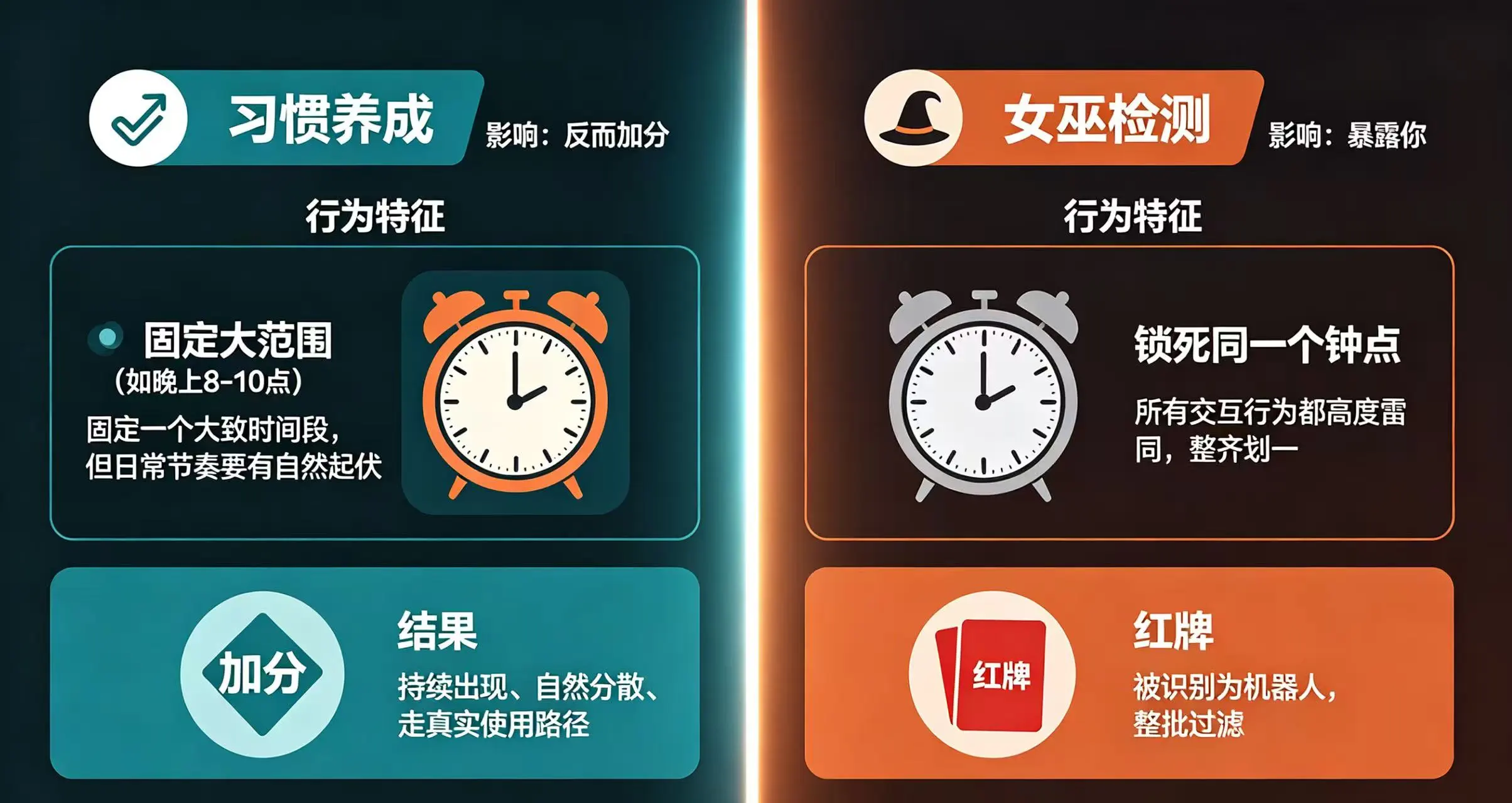 “固定时段养成习惯” 和 “规律性是女巫检测的核心指标” 这两个方面的 “影响” “固定时段养成习惯” 和 “规律性是女巫检测的核心指标” 这两个方面的 “影响”