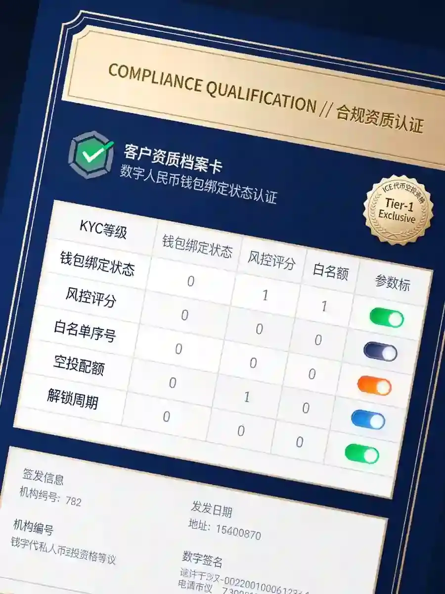 用户专属空投密钥：用户通过“数字人民币钱包绑定”解锁未公开的ICE代币化空投资格