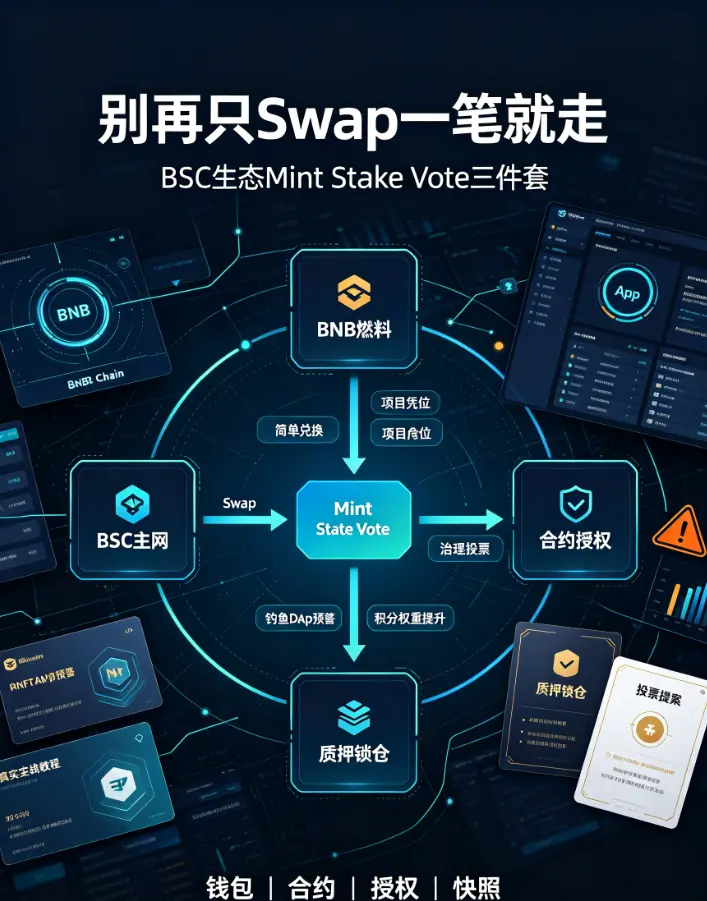 别再只Swap一笔就走，教你用比安Web3钱包在BSC生态完成Mint、Stake、Vote三件套